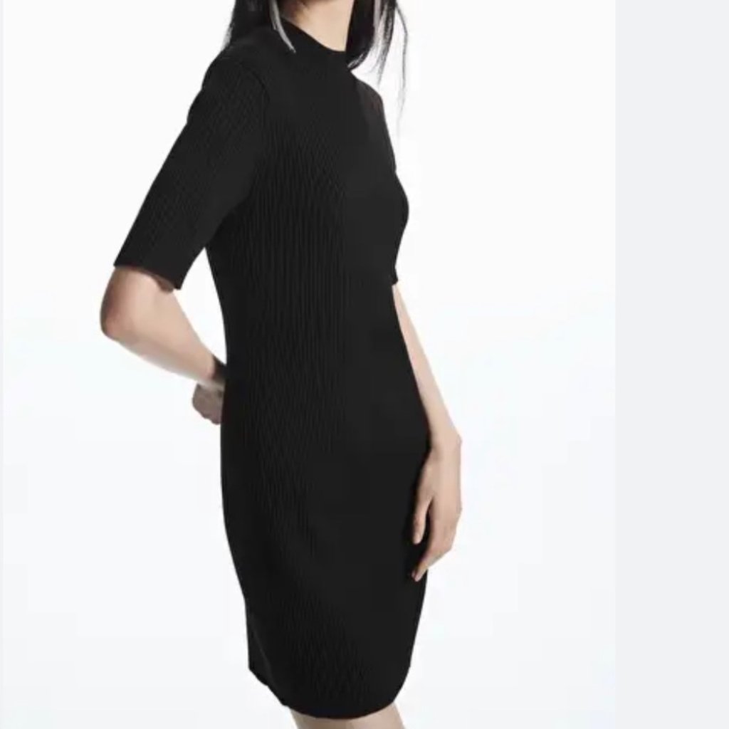 Cos Blue Black Ombr Ribbed Short Sleeve Dress